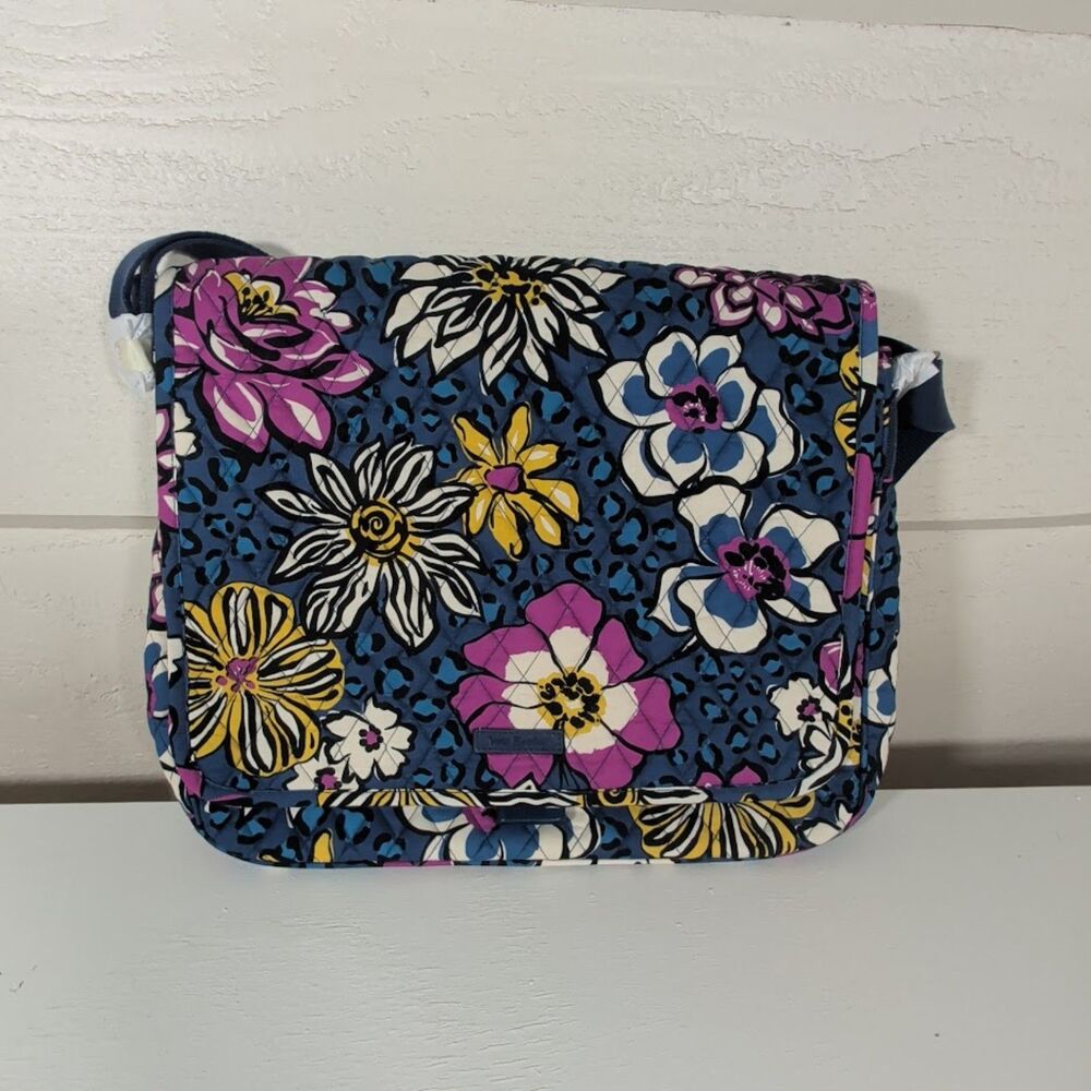 Vera Bradley African Violet Quilted Messenger Laptop School Bag Crossbody NWT